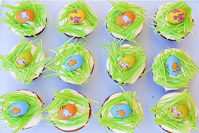 Easter cupcakes with easter eggs on top
