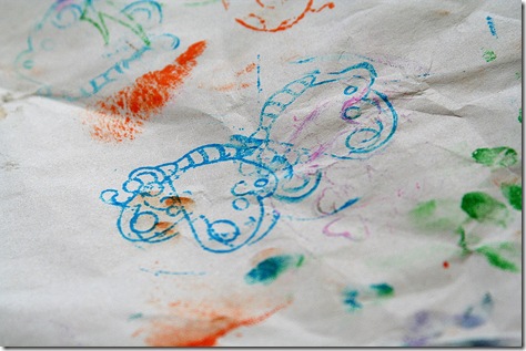kid stamped gift wrap
