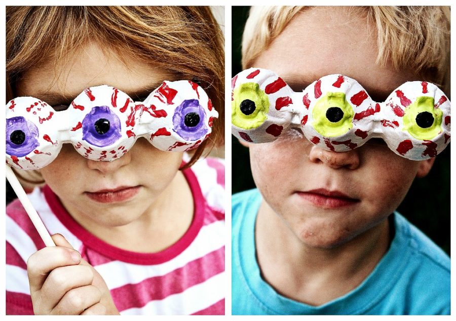 egg carton monster masks for Halloween