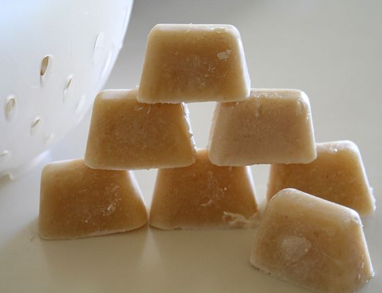 homemade face cleanser with oatmeal frozen in ice cubes