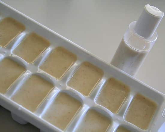 freezing homemade facial cleanser in ice cube trays