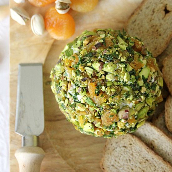 Pistachio and apricot cheese ball