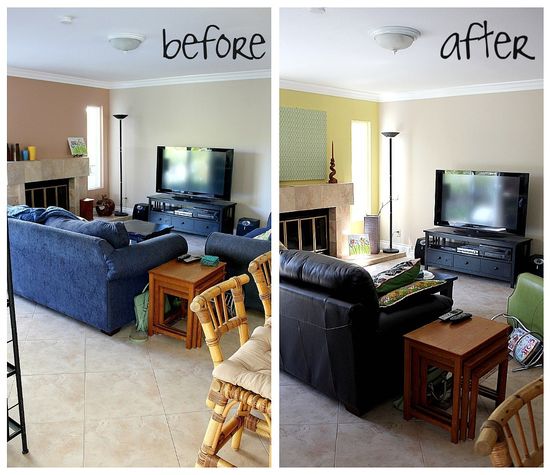 Living room before and after