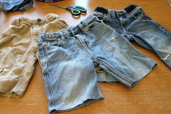 Turn kids jeans into shorts tutorial
