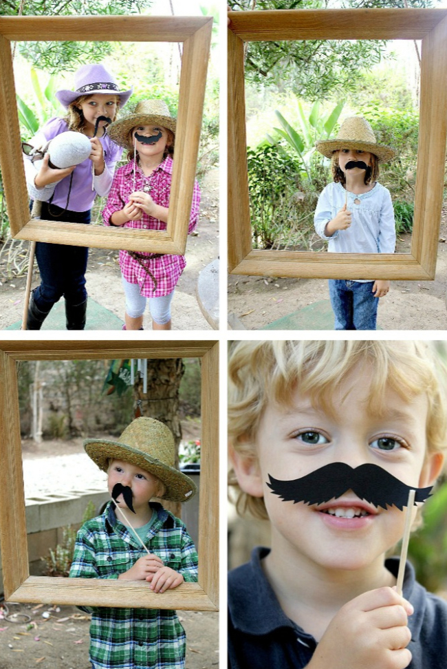 Photo frame prop for a cowboy birthday party