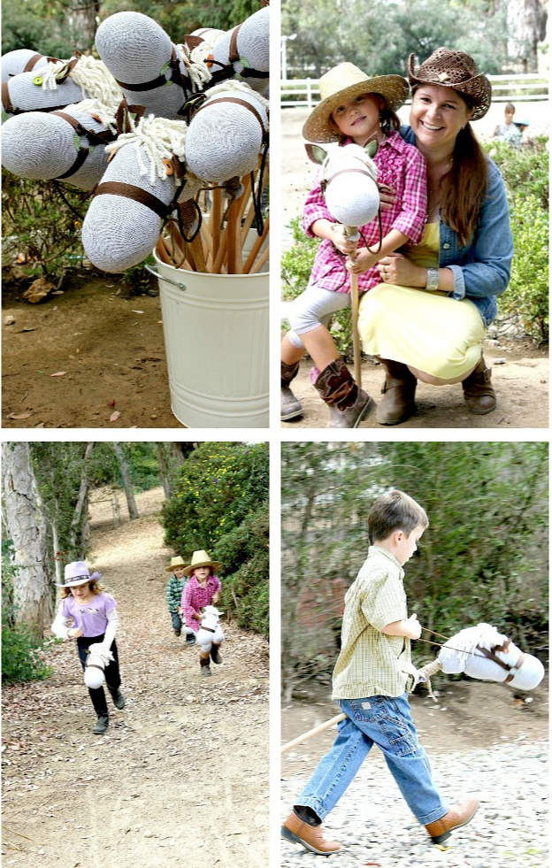 Handmade hobby horses for a horse themed birthday party