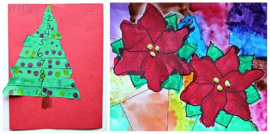 collage of christmas crafts for kindergarten