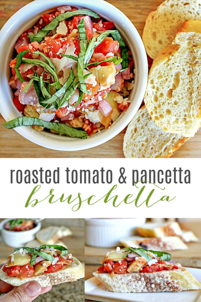Delicious roasted tomato and pancetta bruschetta recipe