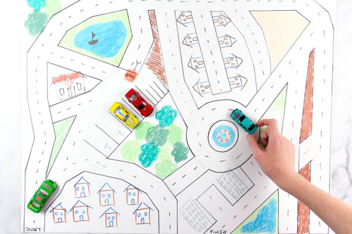 how to draw a car track for kids toy cars