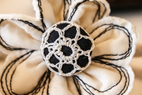 Fabric and crotchet flower