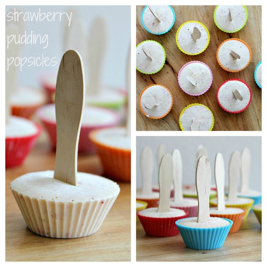 Strawberry pudding popsicles