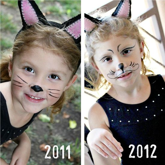 Cat face painting comparison photos