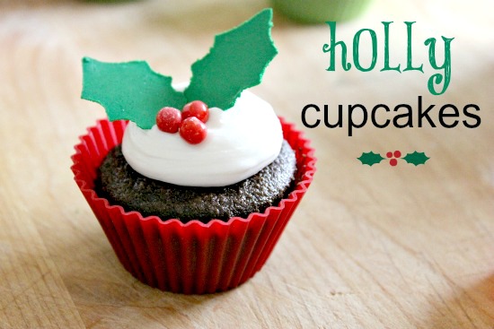 Holly cupcakes