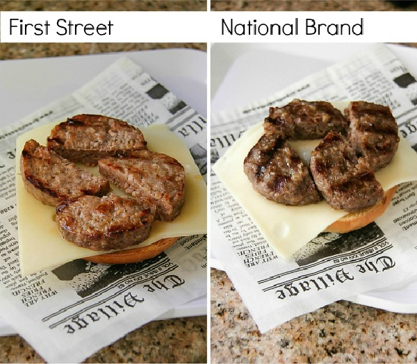 first street sausage and cheese on a bagel compared to national brands