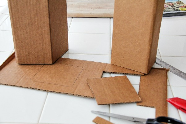 boxes being cut up and made into crafts