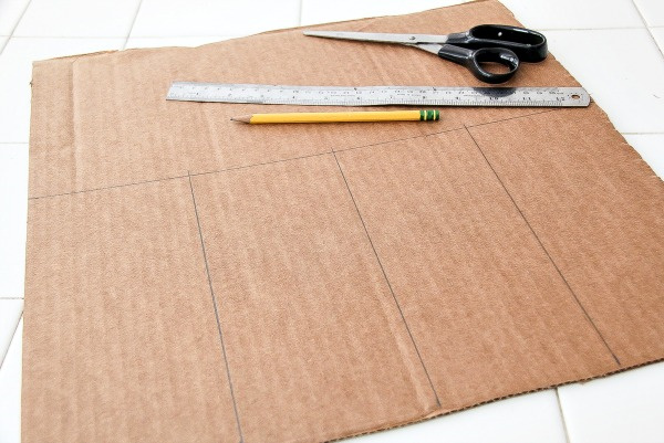 lines marked on a cardboard box to make a box craft
