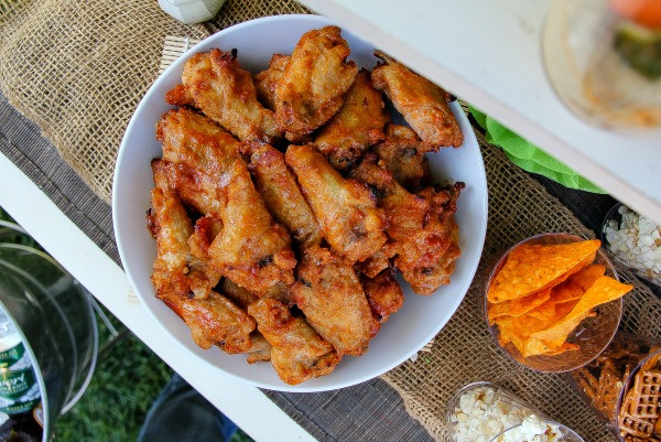 chicken wings on a party table