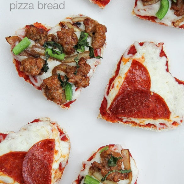 heart-shaped individual size pizzas