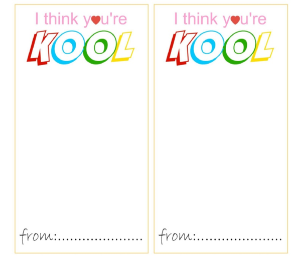 printable colorful i think you're kool cards