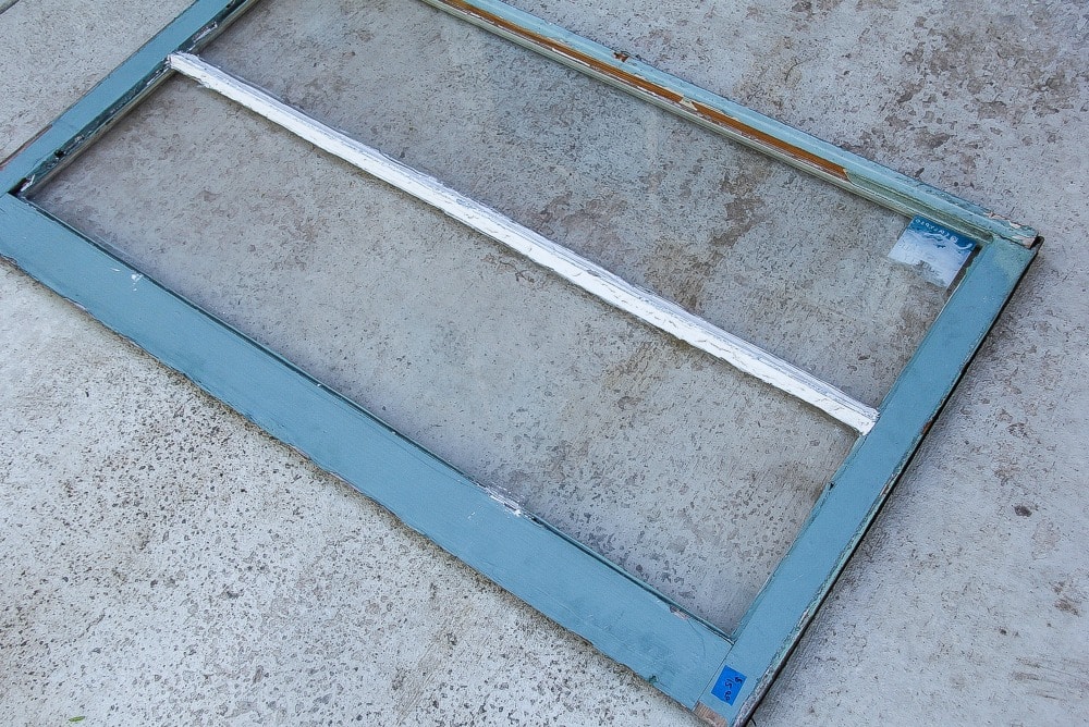 a blue window frame