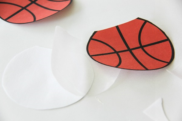 paper basketballs with wax paper circles