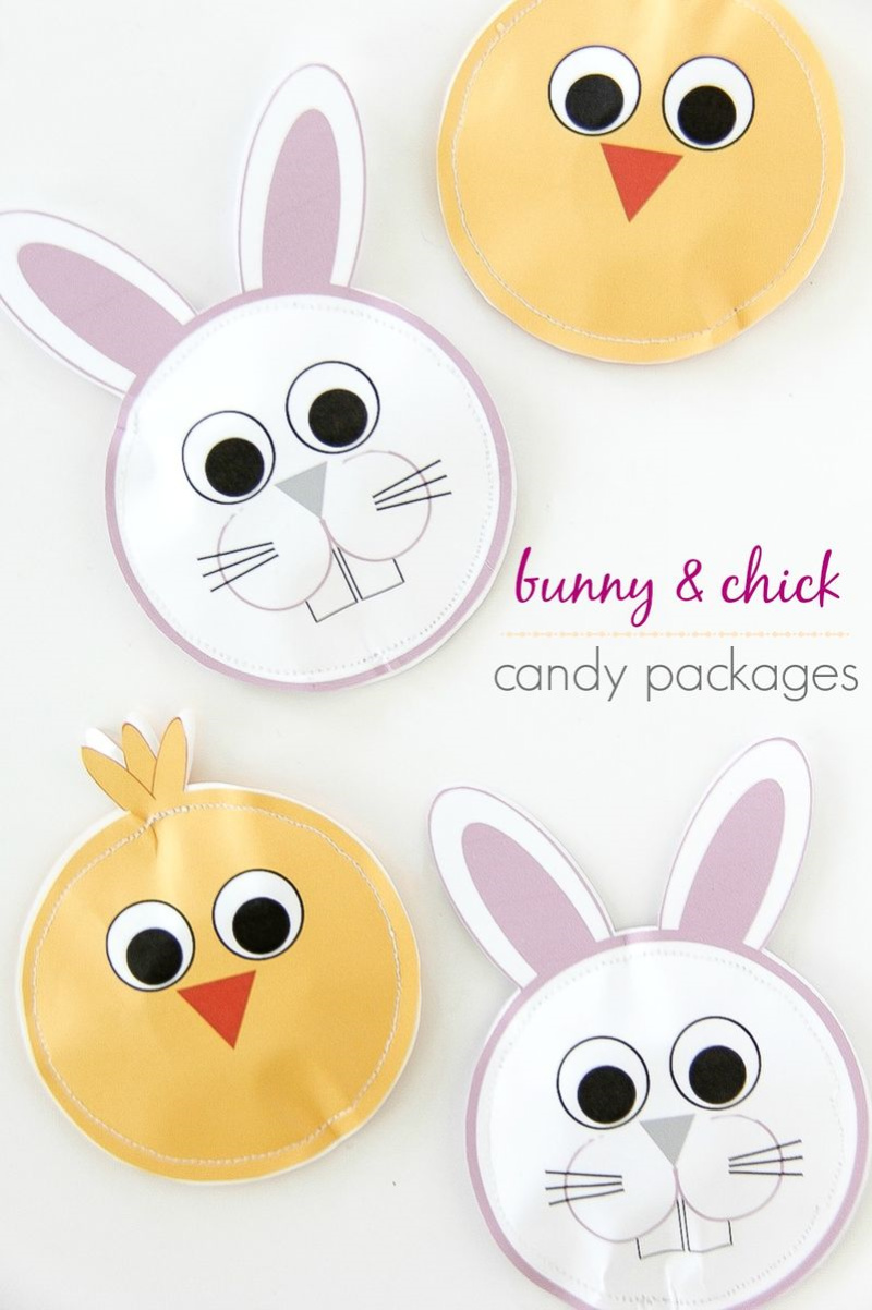 paper bunny and chick sewn packets