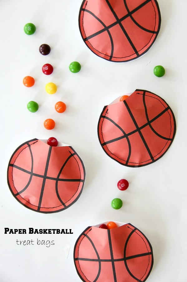 paper basketball pouches filled with candy