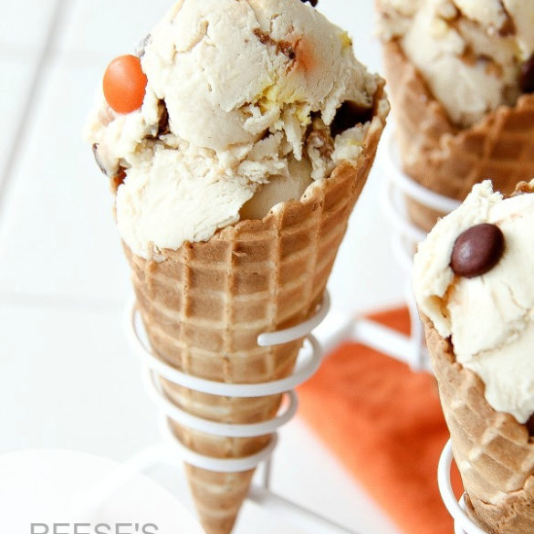 ice cream with reeses pieces in it