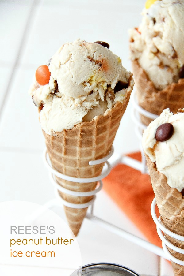 ice cream with reeses pieces in it