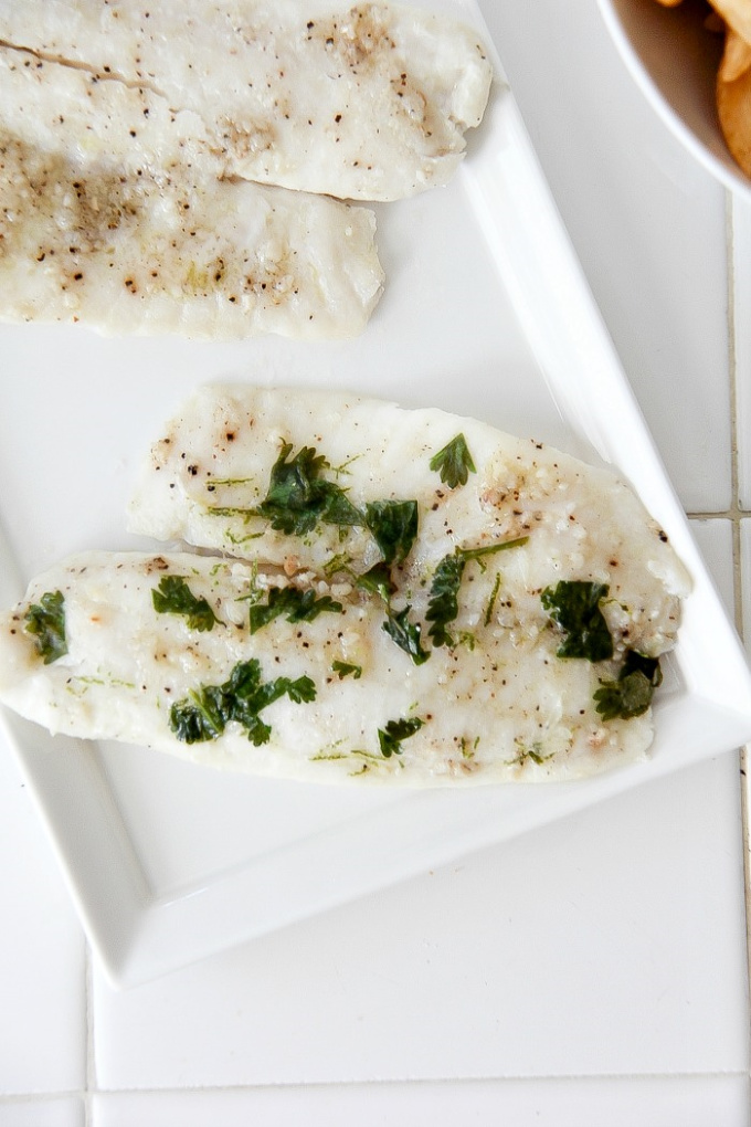 tilapia with a cilantro marinade over the top