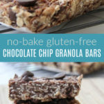 chocolate chip no bake granola bars pinterest image