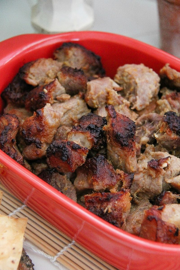 pork in a dish for carnitas