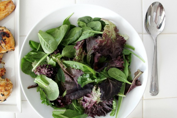 salad greens in a bowl