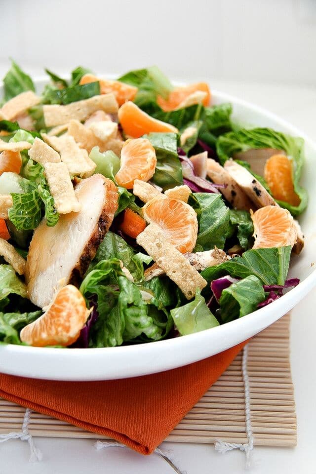 Asian chicken salad in a bowl