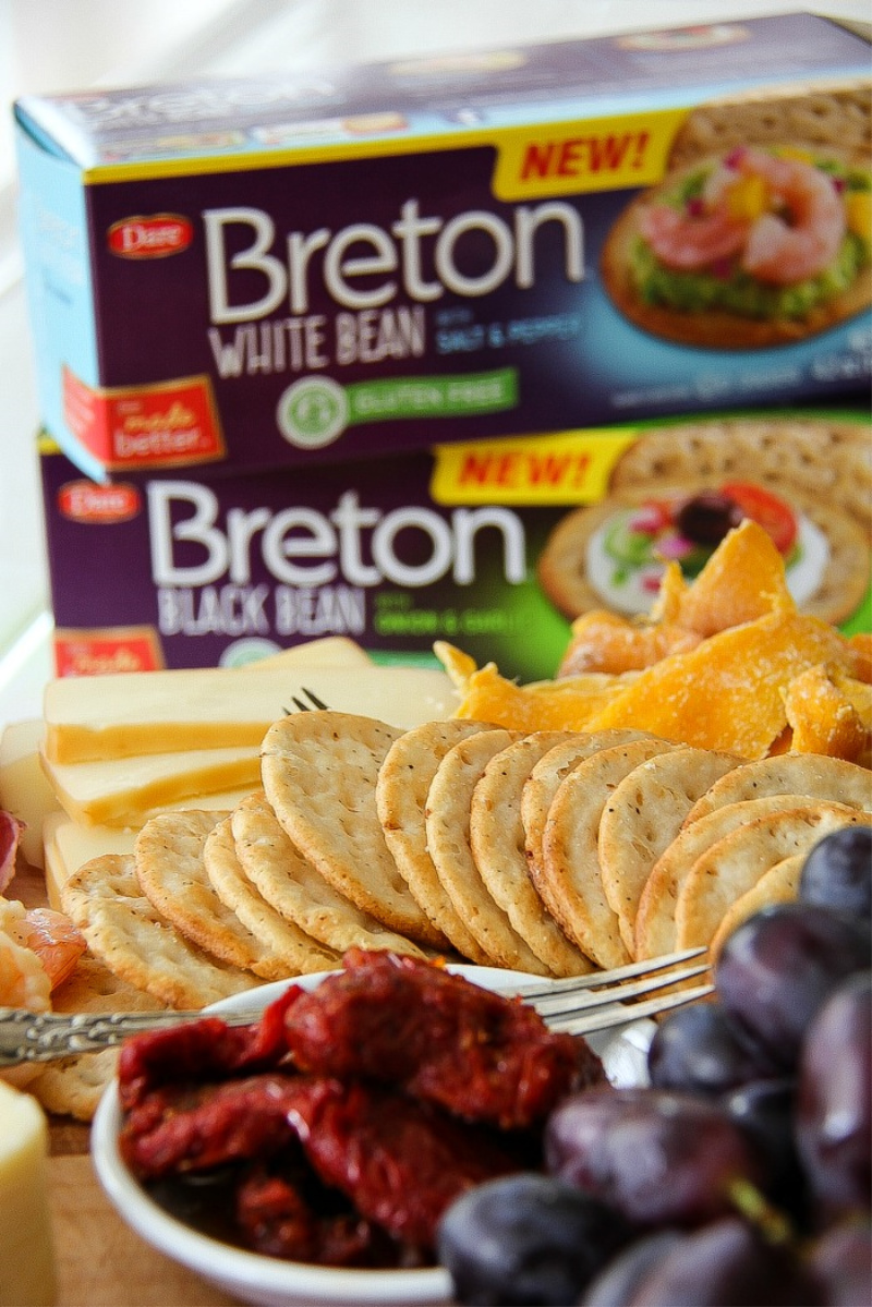 Breton gluten free white crackers with a charcuterie board