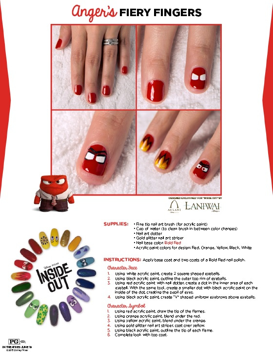 red fire nail designs inspired by Inside Out movie character