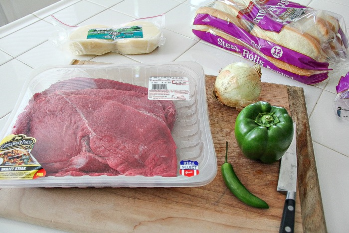 cattlemans ranch steak and produce to make a philly cheesesteak sandwich