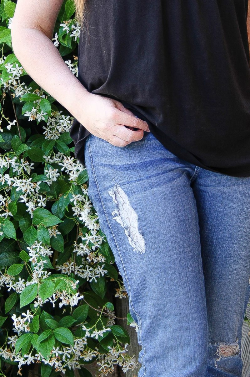 holes in womens jeans that have been patched