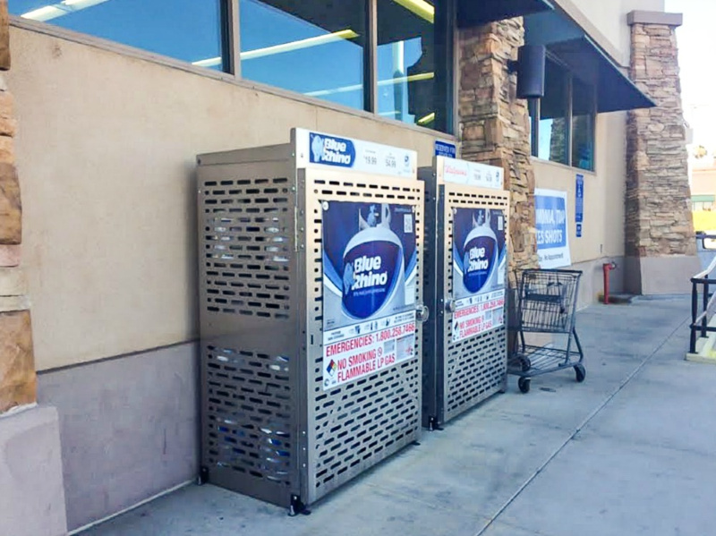 blue rhino outside a walgreens store