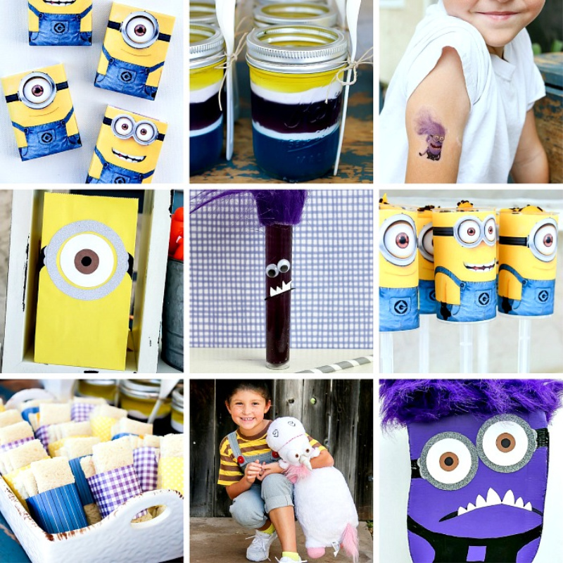 a collage of despicable me minion party ideas