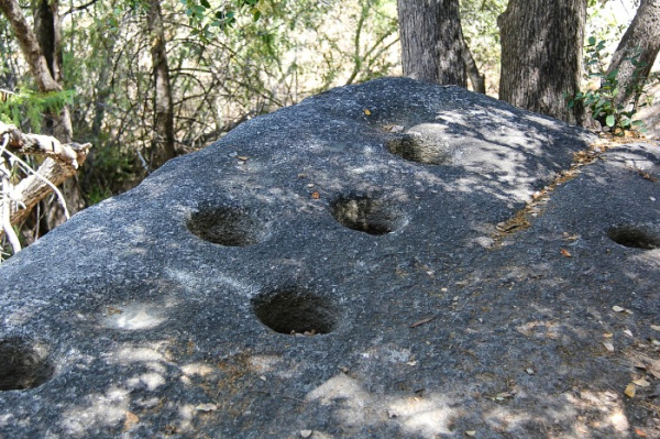 grinding holes in rocks from Cahuilla