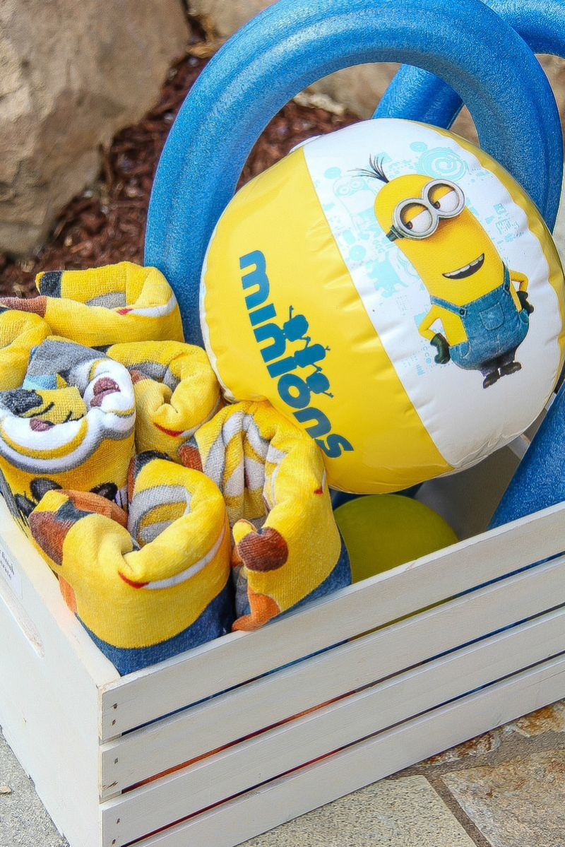 minions beach balls and towels