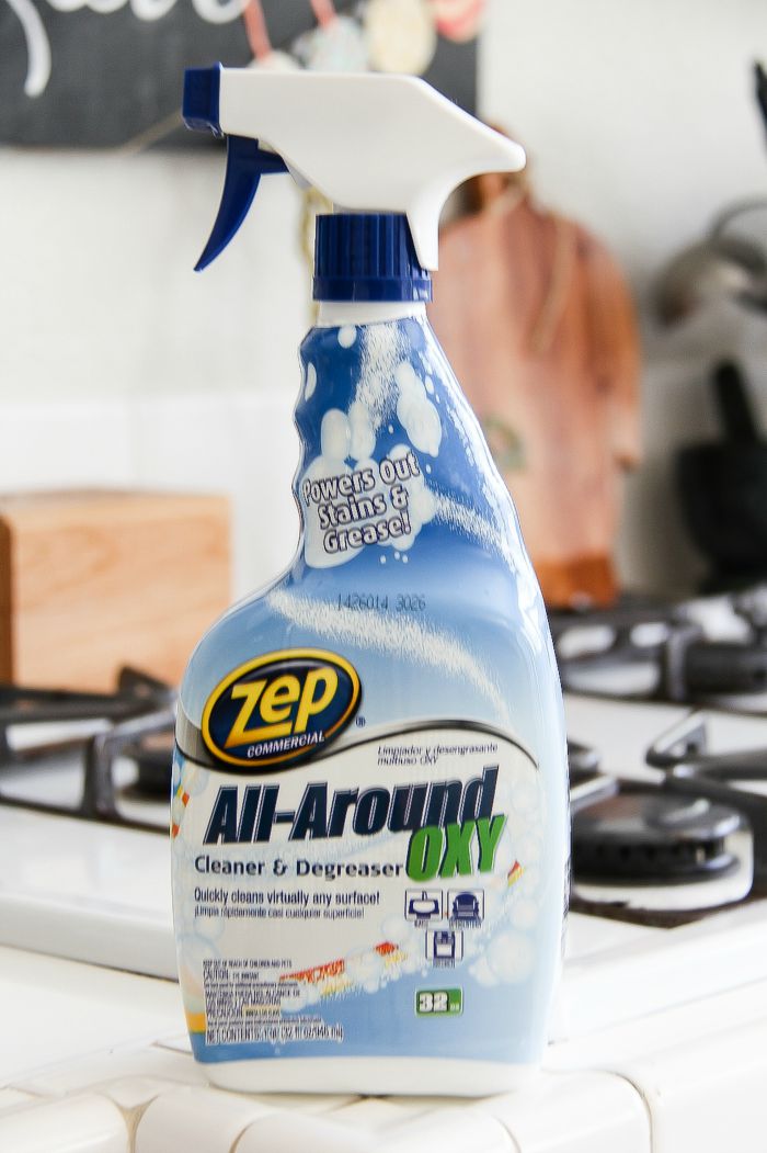 Zep degreaser on a kitchen counter