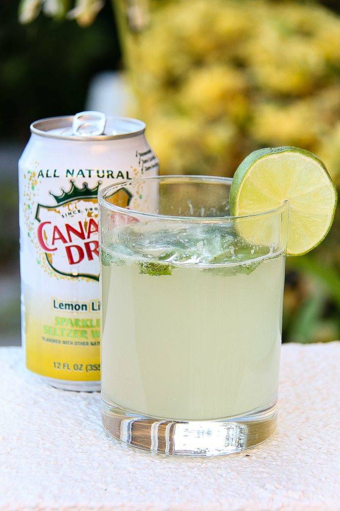 canada dry lemon lime with a cocktail garnished with a lime slice