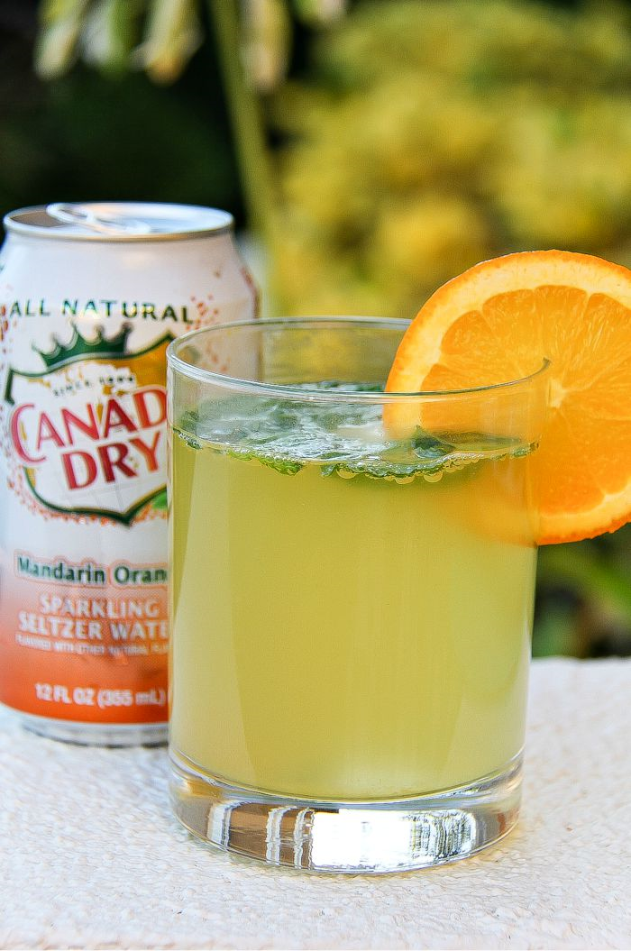 canada dry orange with a cocktail garnished with an orange slice