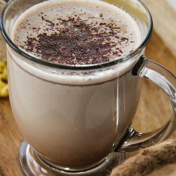 hot chocolate in a glass muf