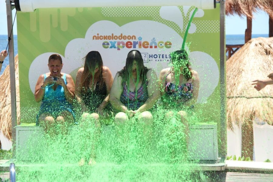 women being slimed at nickelodeon resort