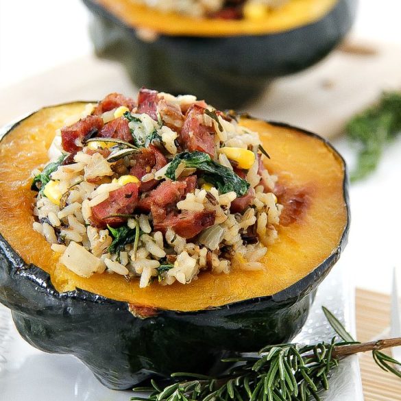acorn squash stuffed with rice and sausage