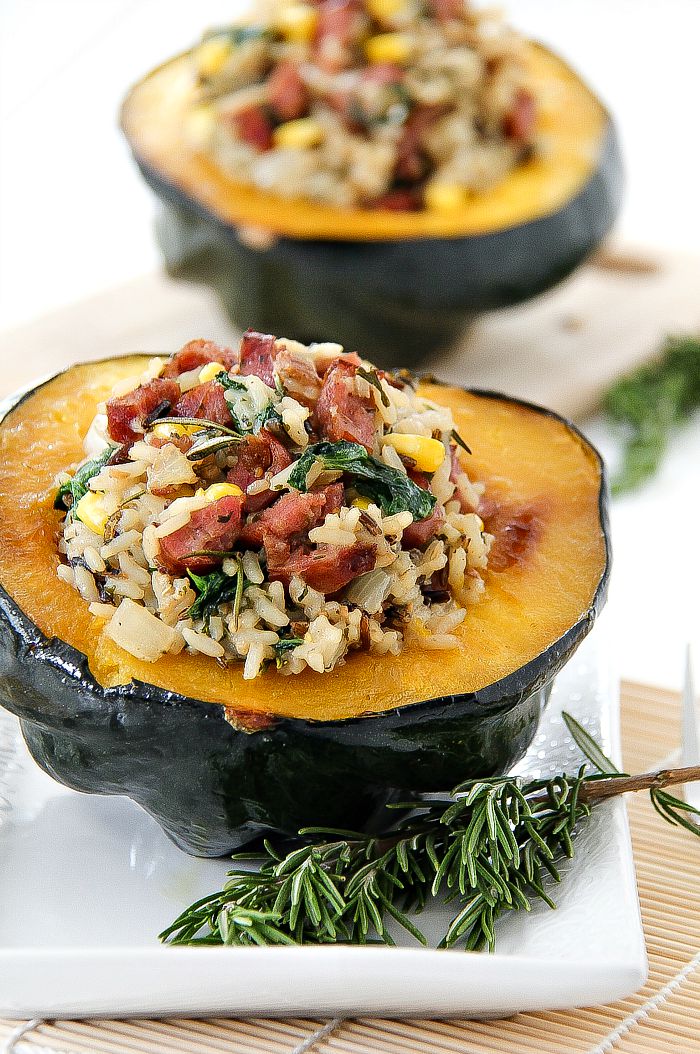 acorn squash stuffed with rice and sausage