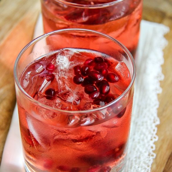 red rose malbec cocktail with pomegranate arils